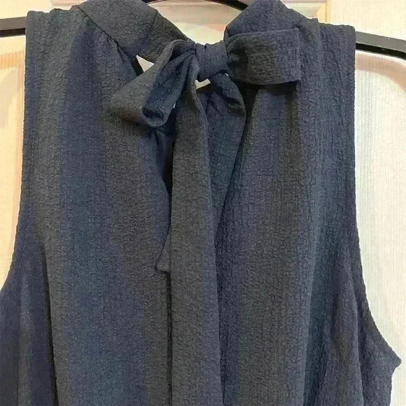 Anne Klein Women's Sleeveless Belted Gauze Midi Dress Blue Size 2 - Picture 3 of 9